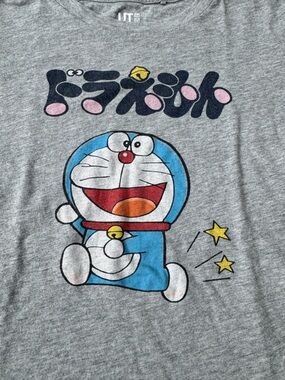 Uniqlo Doraemon gray T-shirt kids tee unisex size 120 5-6Y pre owned
